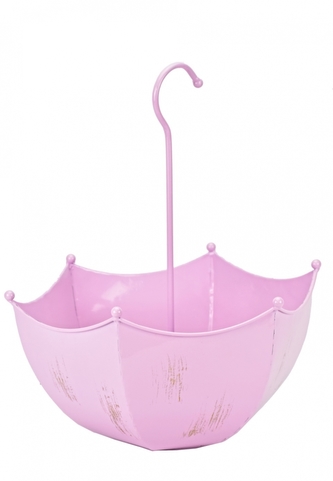 Plechový květináč deštník růžový 36x29,5x16,5 cm