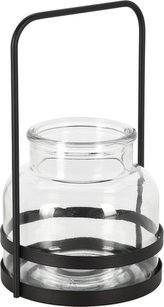 svícen 12,5x21cm, na čaj. svíčku, sklo+kov