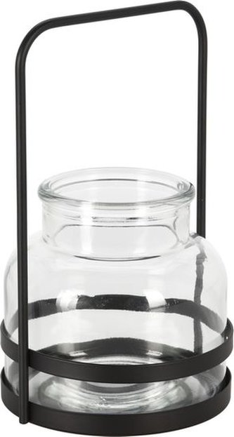 svícen 12,5x21cm, na čaj. svíčku, sklo+kov