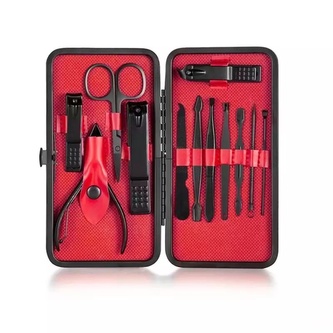 Manikúrní sada pánská De-luxe 12 ks / černá-červená