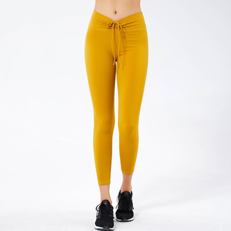 Sportovní legíny s vázáním, žlutá S