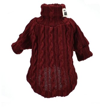 Svetr/rolák s rukávem pro psa Spring - Vínová XS