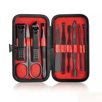 Manikúrní sada pánská De-luxe 10 ks / černá-červená