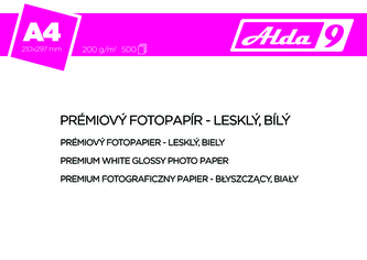 Fotopapír A4 200 g/m2, premium lesklý, bílý, 500 listů