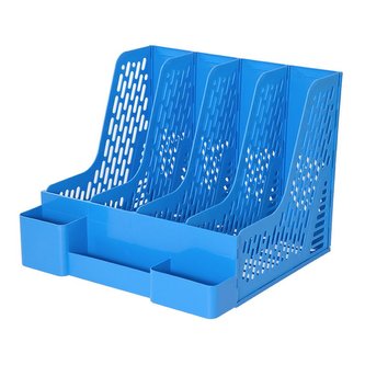 Plastový stojan na katalogy, 4 moduly B2034 Modrá