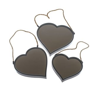 Plastové nástěnné zrcadlo - srdce - sada 3ks, 0/4