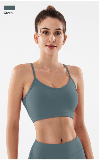 Sportovní podprsenka s vykrojenými zády, zelená M