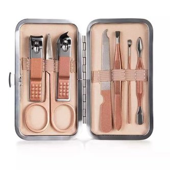 Manikúrní sada dámská De-luxe 7 ks / zlatá-růžová