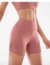 Dámské sportovní kraťasy s vysokým pasem vykrojené, růžová L