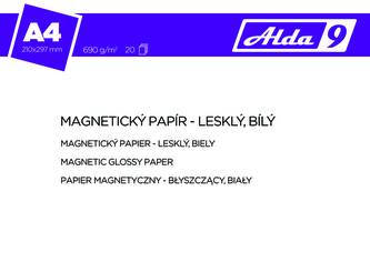 Magnetický papír A4, 690g/m2, premium lesklý, bílý, 20 listů