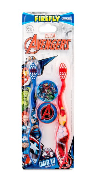 Marvel Avengers Toothbrush zubní kartáček 2 ks + pouzdro 2 ks