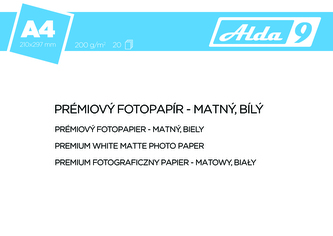 Fotopapír A4 200 g/m2, premium matný, bílý, 20 listů