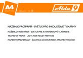 Zažehlovací materiál pro tisk na textil  - Transfer paper A4, 235g/m2, 10 listů