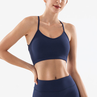 Sportovní podprsenka s vykrojenými zády, tmavě modrá XL