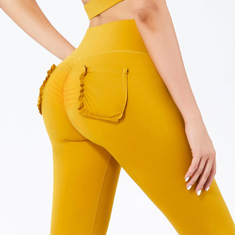 Sportovní legíny s vázáním, žlutá L