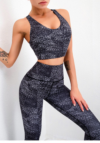 Sportovní set se vzorem, tmavě šedá M