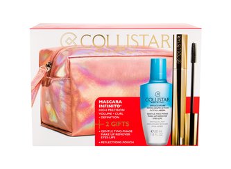 Collistar Infinito řasenka 11 ml + dvoufázový odličovací přípravek Gentle Two Phase 50 ml + kosmetická taštička