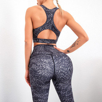 Sportovní set se vzorem, tmavě šedá L