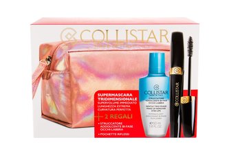 Collistar SuperMascara Three Dimensional řasenka 8 ml + dvoufázový odličovací přípravek Gentle Two Phase 50 ml + kosmetická taštička