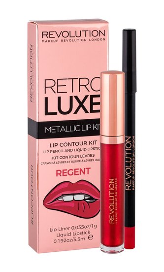 Makeup Revolution London Retro Luxe tekutá rtěnka 5,5 ml + konturovací tužka na rty 1 g