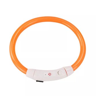LED světelný obojek USB obvod 20-65 cm Oranžová