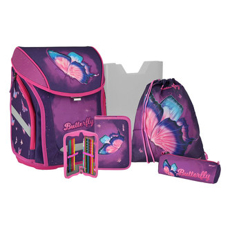 Školní batoh - 5-dílný set s magnet. přezkou BUTTERFLY 3D