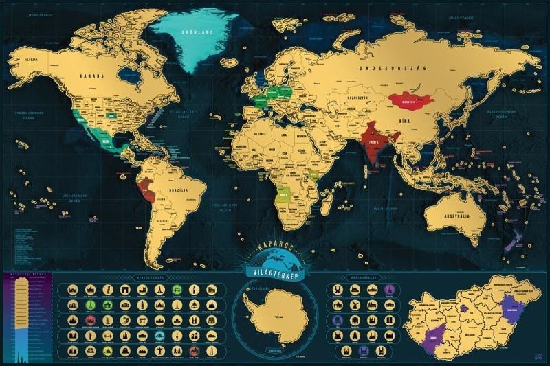 Stírací mapa světa - maďarská verze - Megaknihy.cz