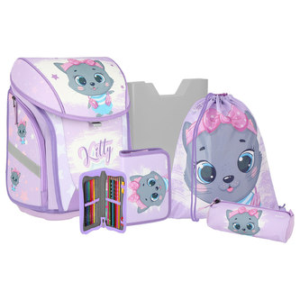 Školní batoh - 5-dílný set s magnet. přezkou KITTY 3D