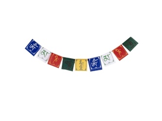 Tibetské modlitební vlaječky Om Mane Pema 8 x 10 cm 10ks