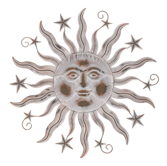 Slunce, kovová nástěnná dekorace.
