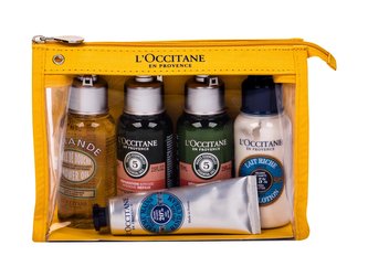 L´Occitane Amande sprchový olej 75 ml + šampon 75 ml + kondicionér 75 ml + tělové mléko Shea Butter 75 ml + krém na ruce 30 ml Shea Butter + kosmetická taštička