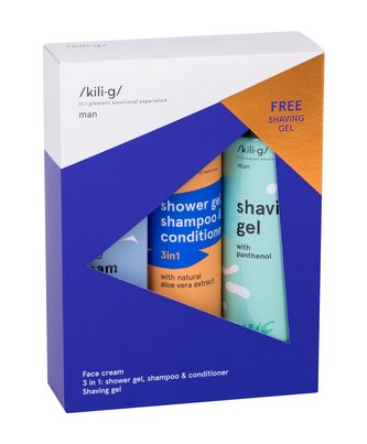 kili·g man denní pleťová péče 50 ml + sprchový gel 3v1 250 ml + gel na holení 200 ml