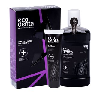 Ecodenta Toothpaste bělicí zubní pasta Black Whitening 100 ml + ústní voda Extraordinary Whitening 500 ml