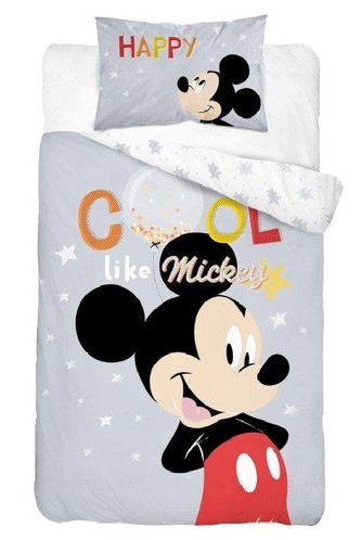 DETEXPOL Povlečení do postýlky Mickey Cool grey  Bavlna, 100/135, 40/60 cm