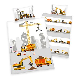 HERDING Povlečení do postýlky Stavba  Bavlna, 100/135, 40/60 cm