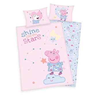 HERDING Povlečení do postýlky Peppa Pig Stars Bavlna, 100/135, 40/60 cm