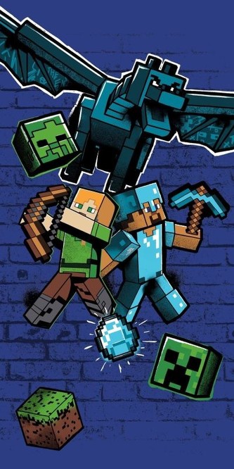 JERRY FABRICS Osuška Minecraft Metro Art Survive  Bavlna - Froté, 70/140 cm
