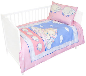 Povlečení do postýlky méďa a ovce růžové 100/135