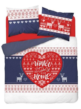 DETEXPOL Francouzské Vánoční povlečení Sobíci  Bavlna, 220/200, 2x70/80 cm