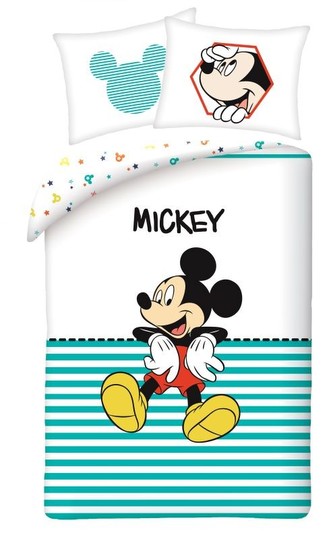HALANTEX Povlečení Mickey stripe  Bavlna, 140/200, 70/90 cm HALANTEX Povlečení Mickey stripe  Bavlna, 140/200, 70/90 cm