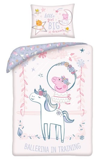 HALANTEX Povlečení do postýlky ve vaku Peppa Pig Ballerina  Bavlna, 100/135, 40/60 cm HALANTEX Povlečení do postýlky ve vaku Peppa Pig Ballerina  Bavlna, 100/135, 40/60 cm