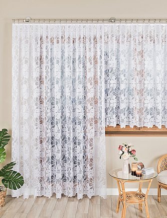 Dekorační vzorovaná záclona na žabky PATRYCJA LONG bílá 300x250 cm (cena za 1 kus dlouhé záclony) MyBestHome