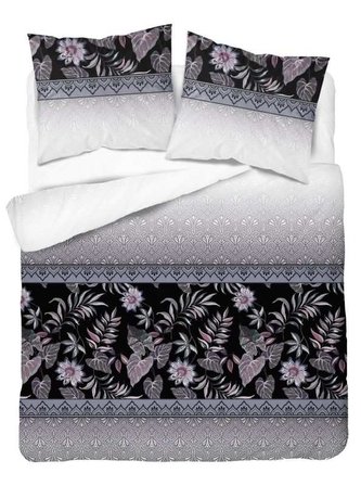 DETEXPOL Francouzské povlečení Květy šedá  Bavlna, 220/200, 2x70/80 cm