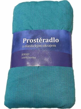 JERRY FABRICS Prostěradlo Jersey Tyrkys zelená  Bavlna, 90/200 cm