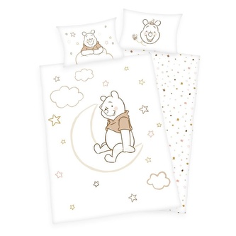 HERDING Povlečení do postýlky Medvídek Pů Moon Bavlna, 100/135, 40/60 cm