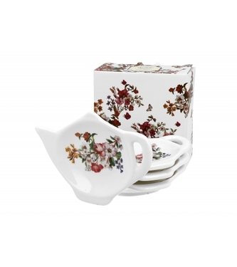 Porcelánová miska na čaj Vintage Flowers WHITE sada 4 ks