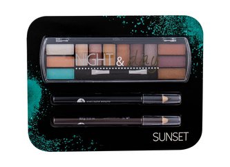 2K Night & Day paletka očních stínů 8,16 g + tužka na oči 0,6 g Black + tužka na oči 0,6 g Brown