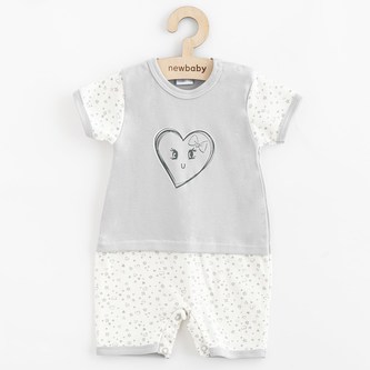 Kojenecký letní bavlněný overal New Baby Srdíčka - velikost 80 (9-12m)