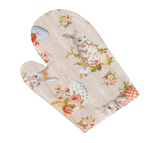 Kuchyňská chňapka - Velikonoce - Zajíček béžová, zelená, červená - 28x18 cm
