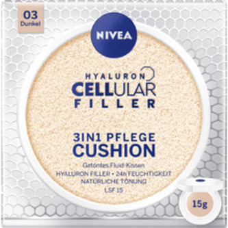 Nivea Hyaluron CELLular Filler Makeup 3in1 Care Cushion 15 g 03 Dark SPF15 pro ženy